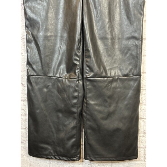 Womens Tinsel Black Faux Leather Wide Leg Dress Pants Vegan Rocker 16 Petite NWT - Picture 12 of 12